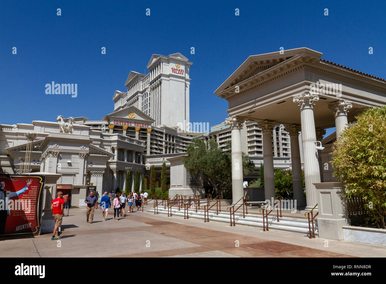 L'ingresso al Caesars Palace Hotel e Casinò sulla Strip di Las Vegas, Nevada, Stati Uniti. Foto Stock