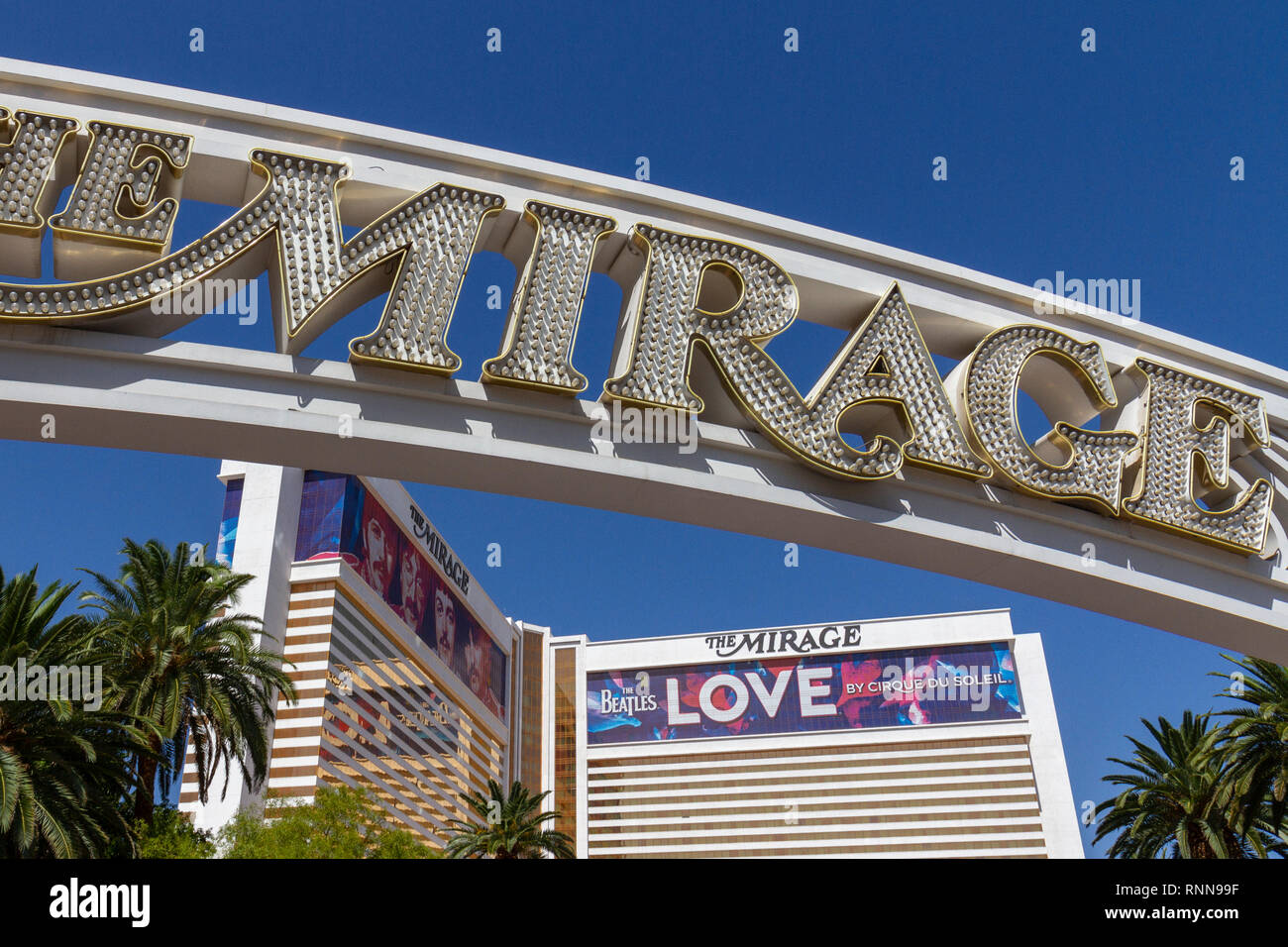 La Mirage Hotel e Casinò sulla Strip di Las Vegas, Nevada, Stati Uniti. Foto Stock