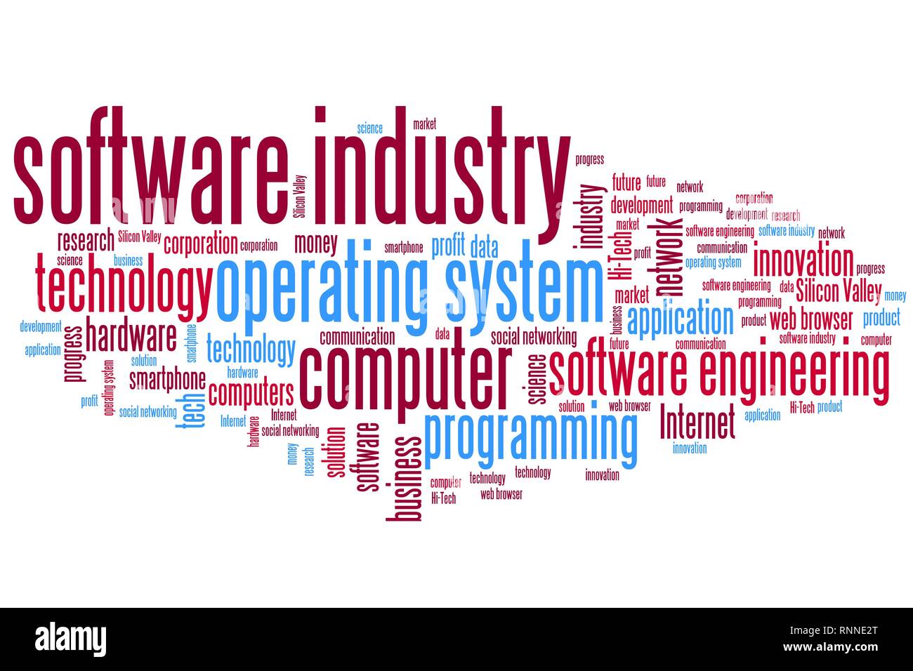 Industria Software temi e concetti cloud parola illustrazione. Parola concetto di collage. Foto Stock