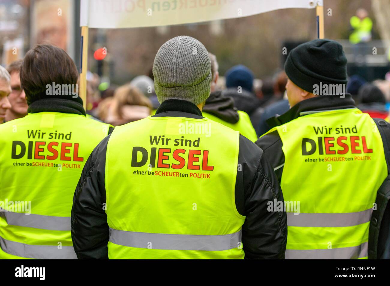 Manifestazione contro il divieto di guida diesel dal 01.02.2019 a Stoccarda, Baden-Württemberg, Germania Foto Stock