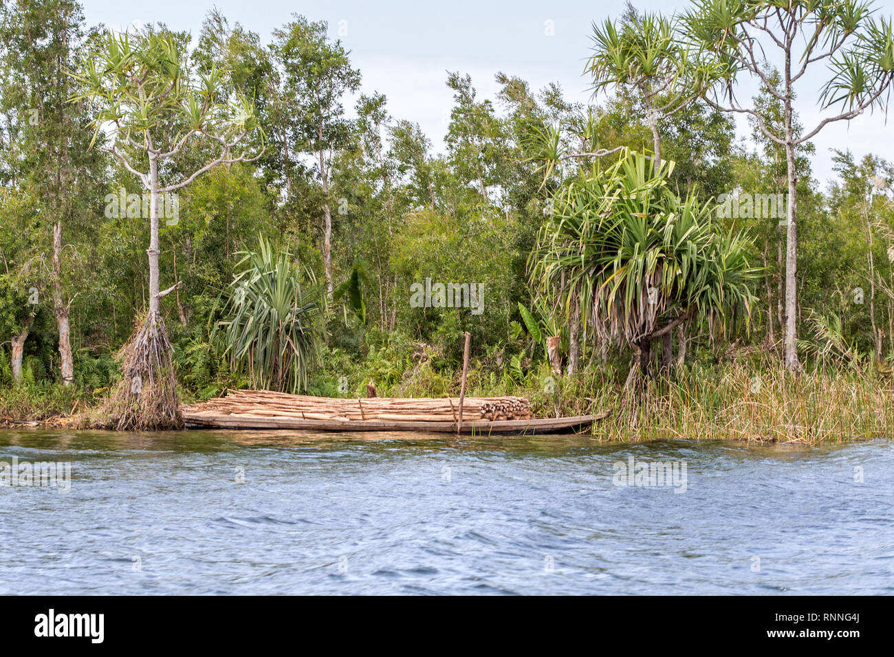 Barca da carico. Tamatave da Panglanes Lago Ampitabe Madagascar Foto Stock