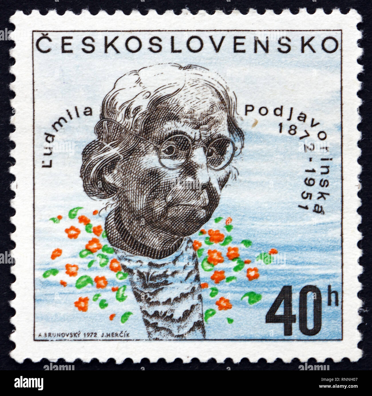 La Cecoslovacchia - circa 1972: un timbro stampato in Cecoslovacchia mostra Ludmila Podjavorinska, scrittore, circa 1972 Foto Stock