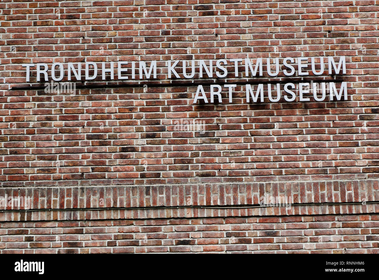 Trondheim, Norvegia - 29 Maggio 2016: La Trondheim Art Museum facciata segno. Foto Stock