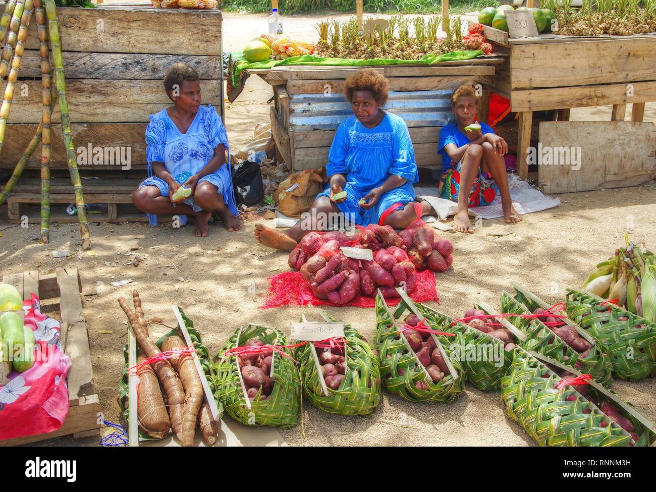 Lato strada mercato Port Vila Vanuatu Foto Stock