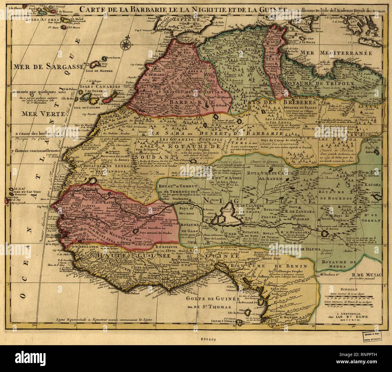 Carte de la barbarie, le la Nigritie et del la Guinea Foto Stock