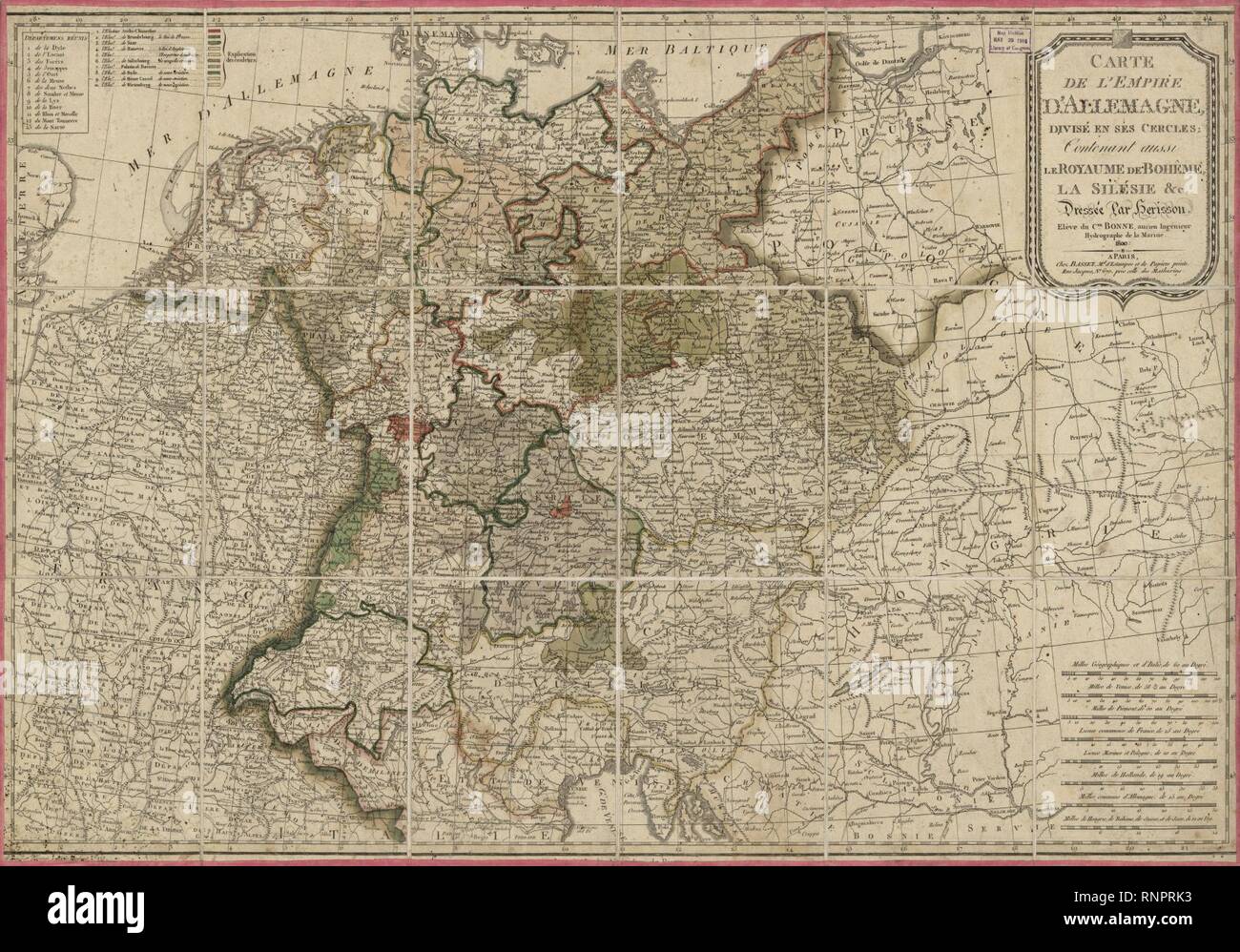 Carte de l'Empire d'Allemagne, divisé en ses cercles - contenant aussi le royaume de Bohême, la Silésie ecc. Foto Stock