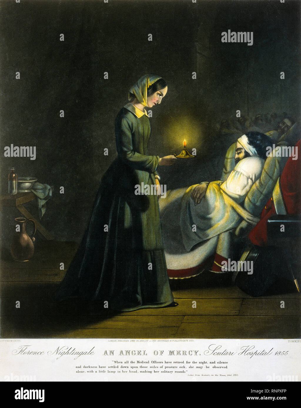Florence Nightingale, Angelo della Misericordia, Scutari ospedale 1855, stampa Foto Stock