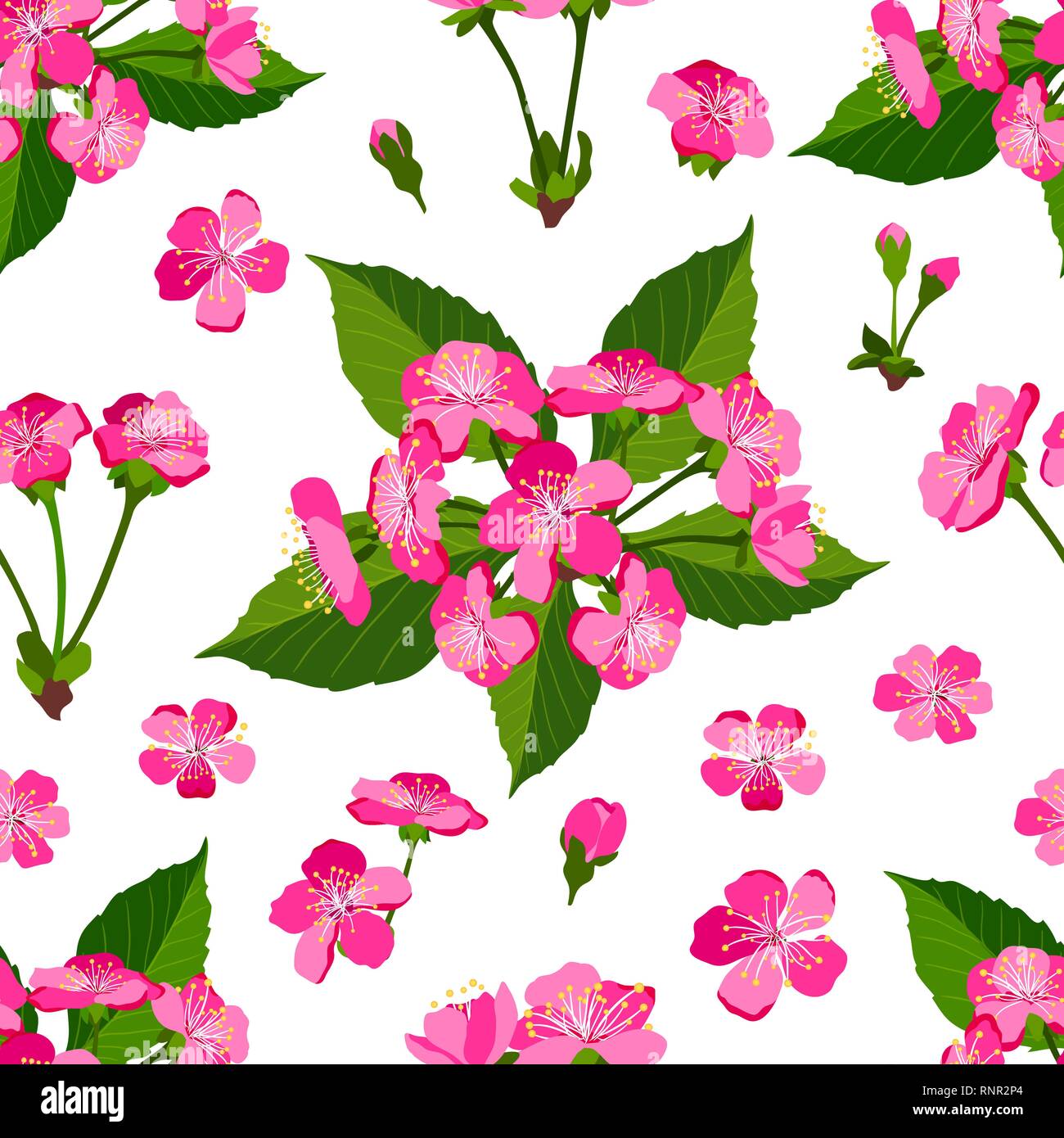 Molla pattern seamless sfondo con fiori di ciliegio vettore Illustrazione Vettoriale
