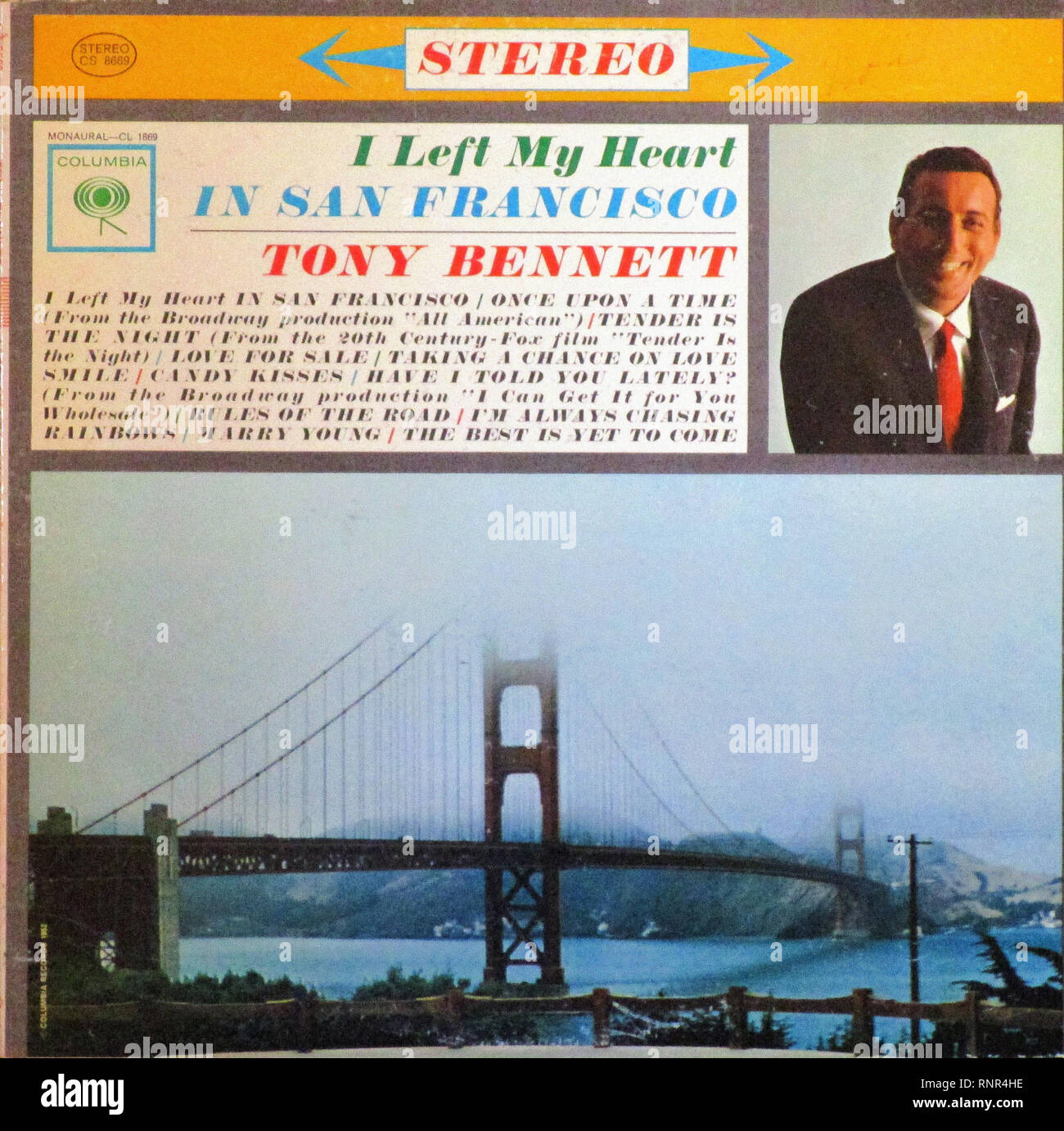 Vintage LP in vinile coprire ho lasciato il mio cuore a San Francisco Tony Bennett 1962 Foto Stock