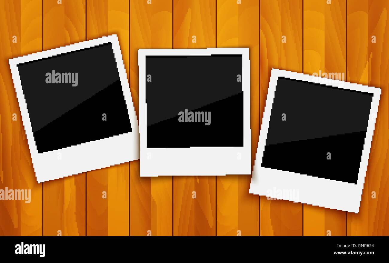 Photo Frame sullo sfondo di legno Illustrazione Vettoriale