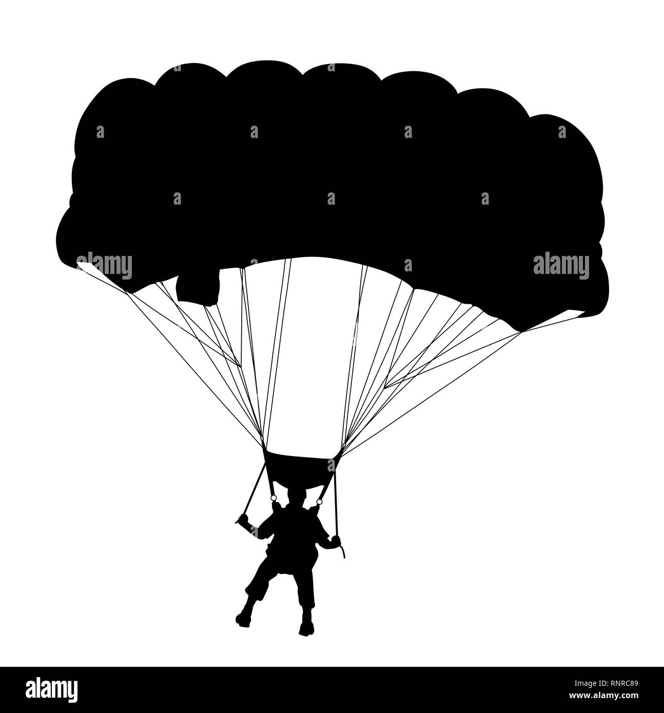 Paracadutista in volo con paracadute Illustrazione Vettoriale