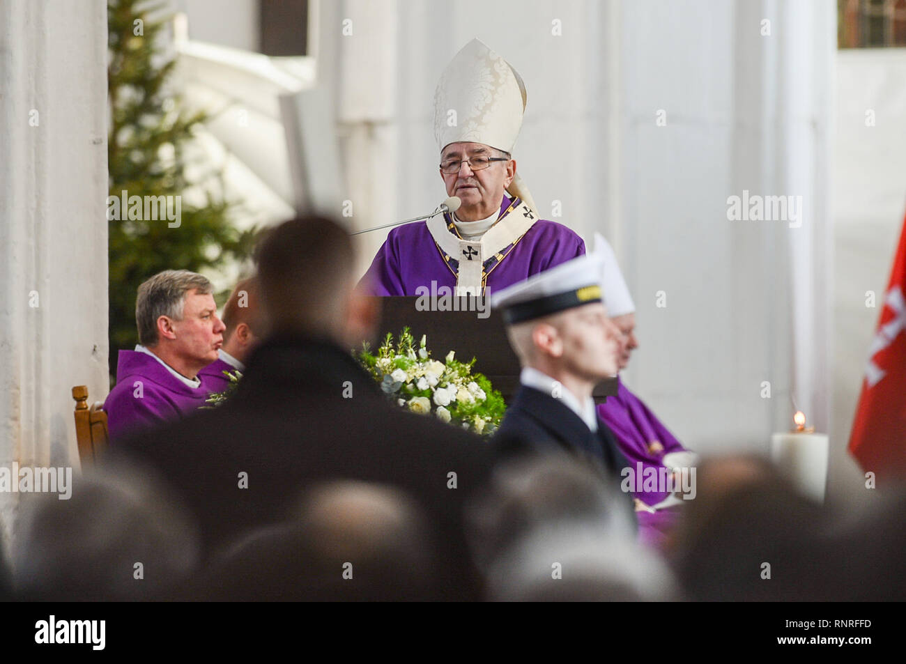 Cerimonia funebre di assassinata presidente di Danzica Pawel Adamowicz presso il la Basilica di St Mary con: Arch Vescovo Slawoj Leszek GLODZ Dove: Danzica, Polonia quando: 19 Gen 2019 Credit: Newspix.pl WENN.com * * disponibile solo per la pubblicazione in UK, USA, Germania, Austria, Svizzera** Foto Stock