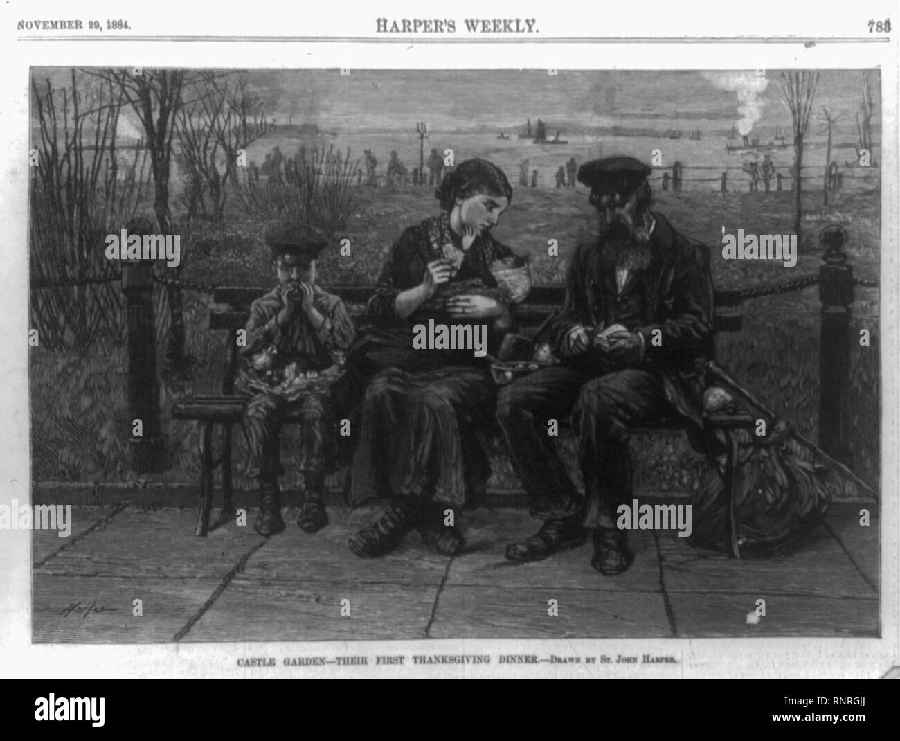 Il giardino del castello-la loro prima cena di ringraziamento - Harper. Foto Stock