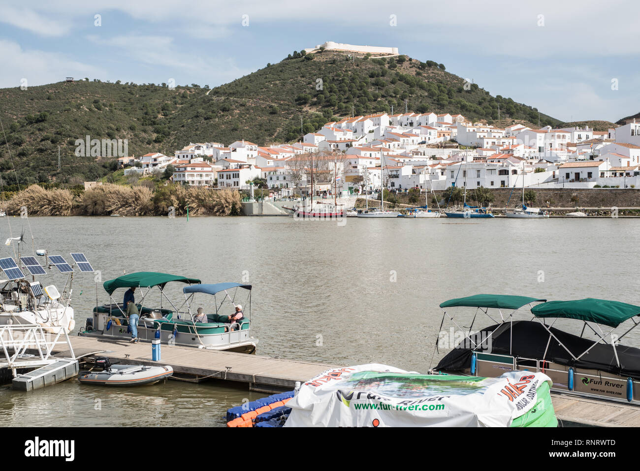Sanlúcar de Guadiana, fiume Guadiana, Febbraio 2019 Foto Stock