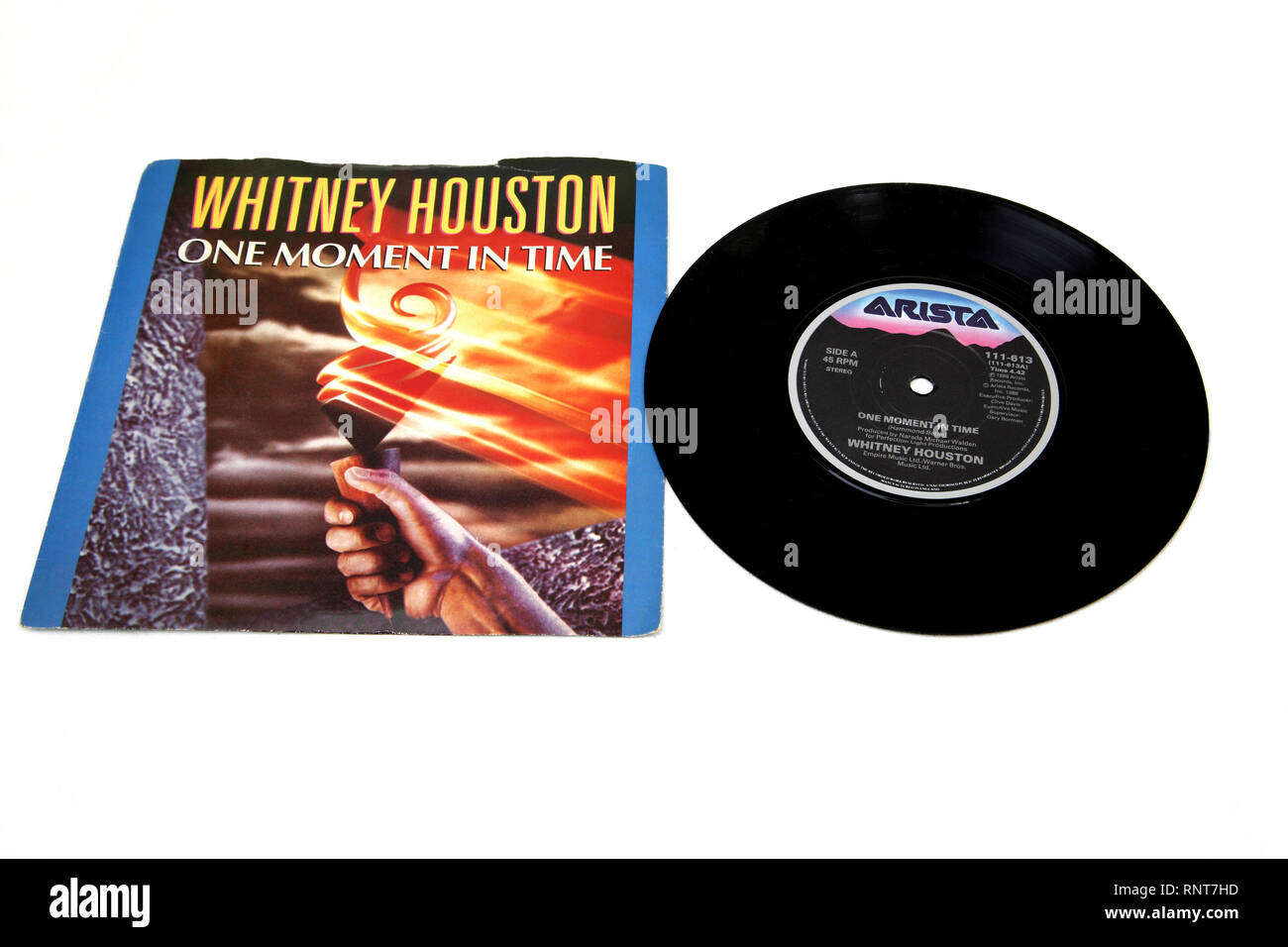 Whitney Houston ad un momento nel tempo record singolo Foto Stock