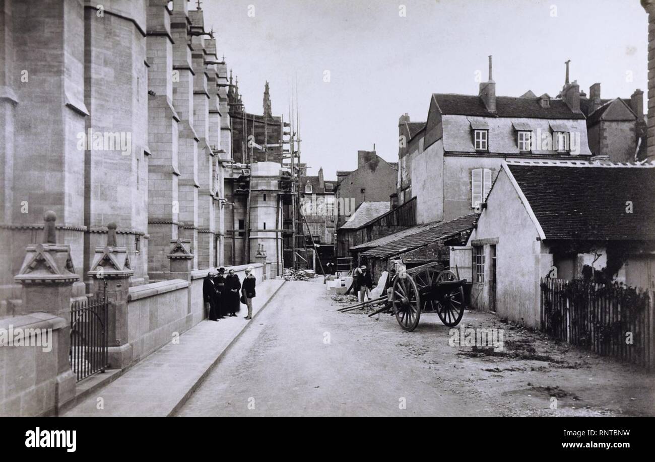Cathédrale de Moulins (Allier) En travaux - années 1860 - Charles Marville. Foto Stock