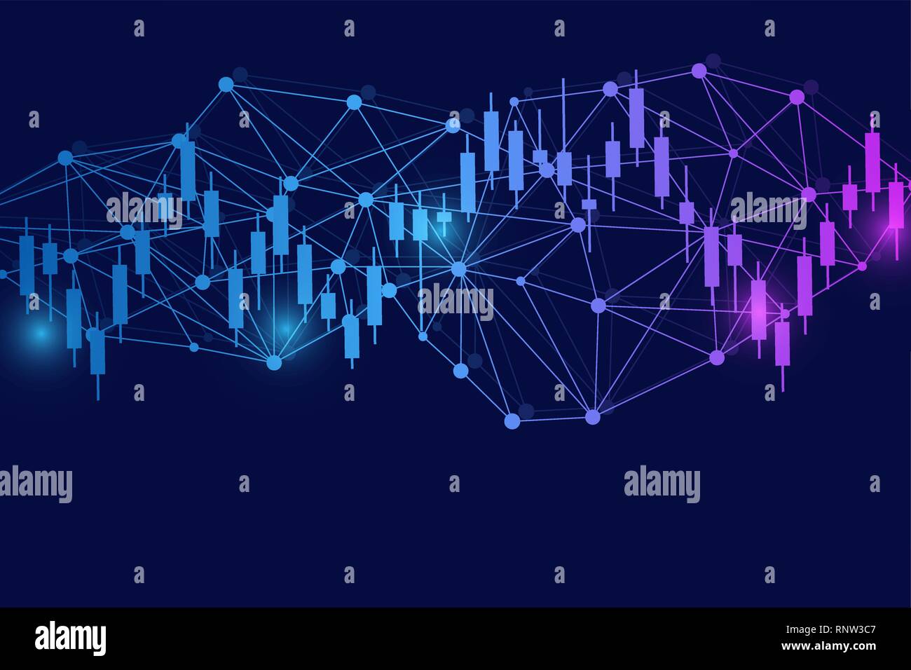 Mercato azionario o forex trading grafico. Grafico nel mercato finanziario illustrazione vettoriale Abstract background finanziario Illustrazione Vettoriale