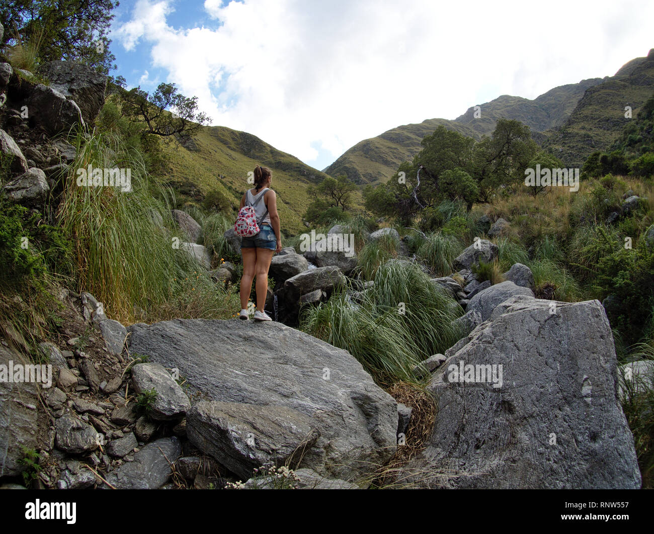 I turisti escursioni a Reserva riserva Florofaunistica, Merlo, San Luis, Argentina. Foto Stock