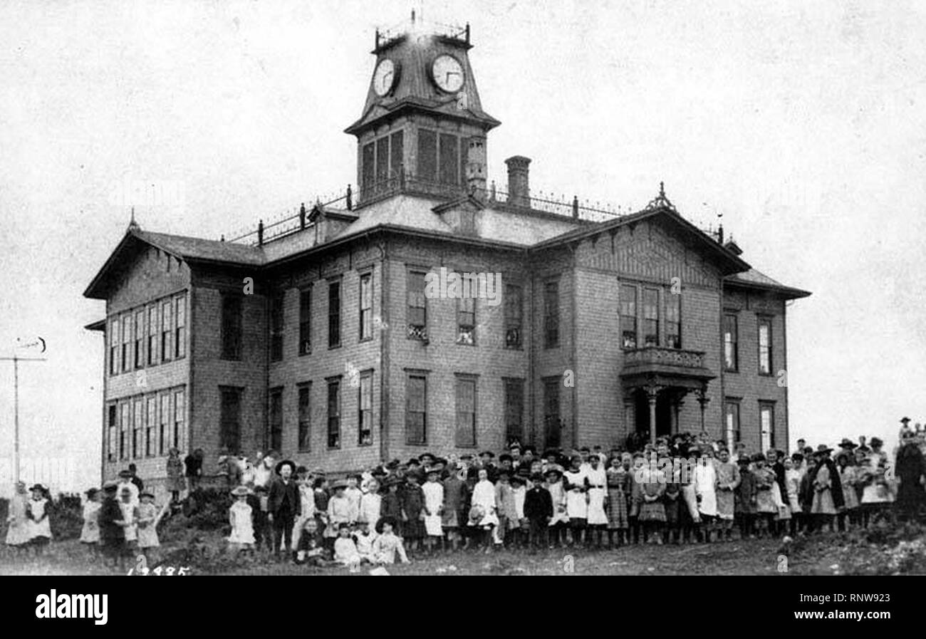 Scuola centrale tra 6th Ave e 7th Ave Madison St e Marion St Seattle (CURTIS 1202). Foto Stock