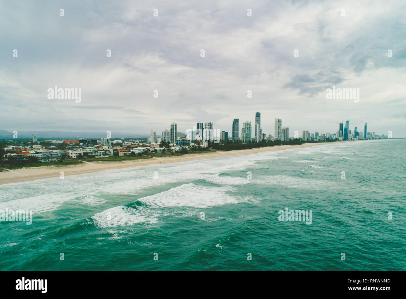 Paesaggio di antenna di Gold Coast di Queensland, Australia Foto Stock