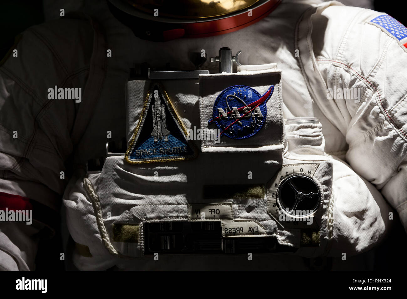 Tuta spaziale dell'astronauta della NASA Foto Stock