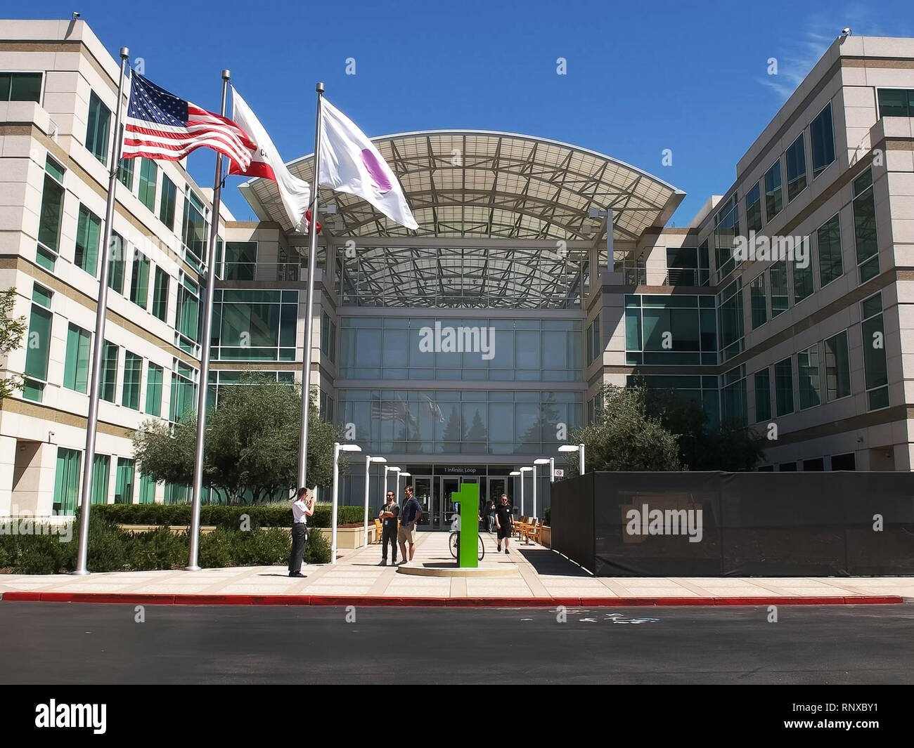CUPERTINO, CA - Agosto 28, 2015: vista ravvicinata di apple inc sede a Cupertino Foto Stock