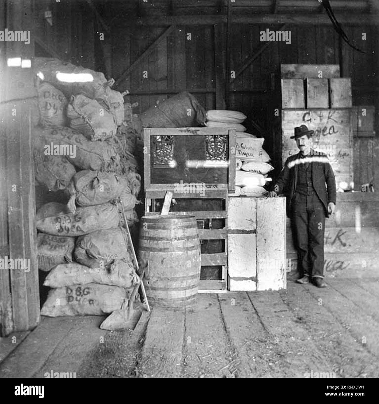 CH Kiehl's pila di materiali per il suo viaggio in Alaska, Seattle, 2 febbraio 1898 (KIEHL 295). Foto Stock