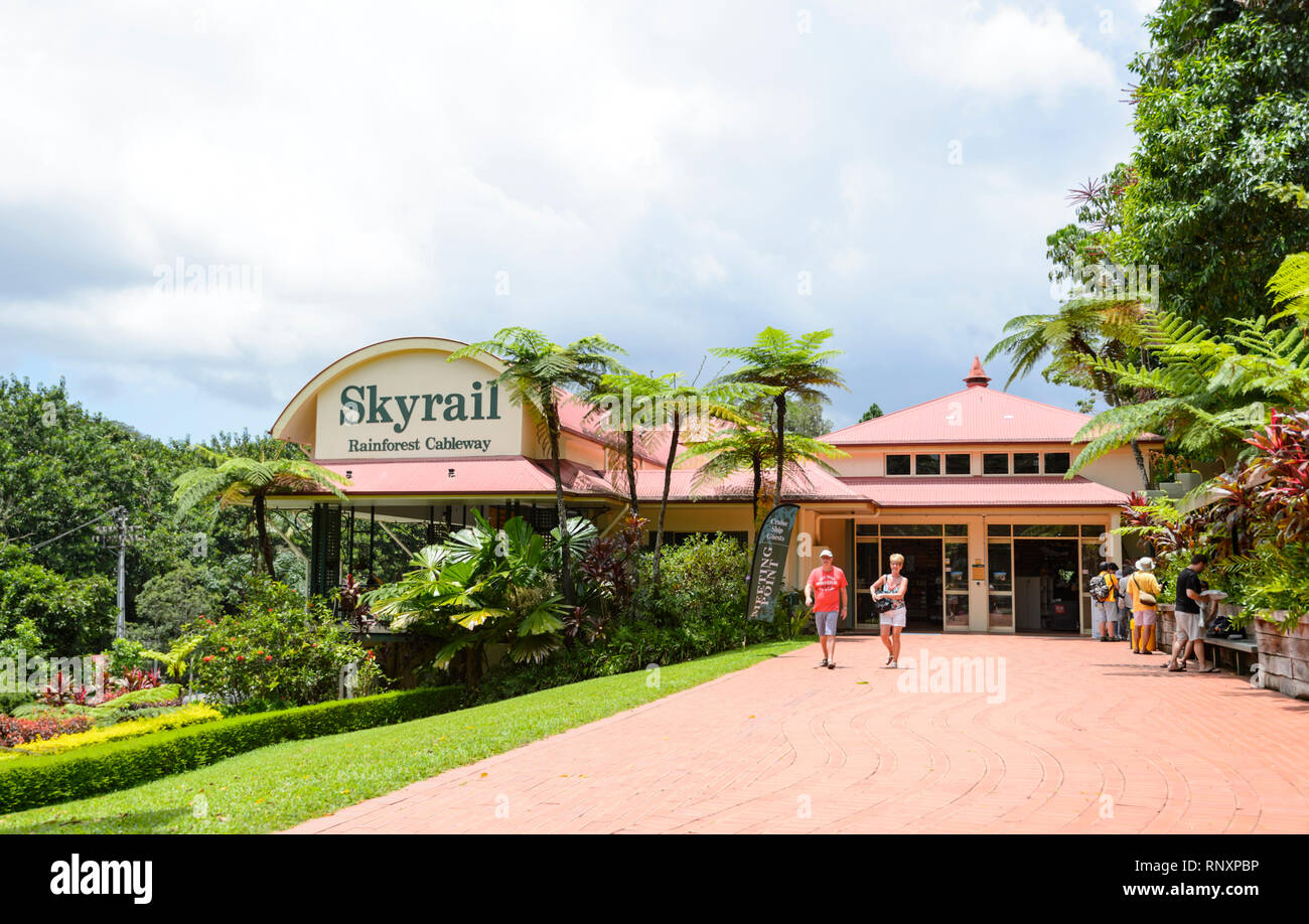 I turisti alla funicolare della foresta pluviale, Cairns, estremo Nord Queensland, FNQ, QLD, Australia Foto Stock