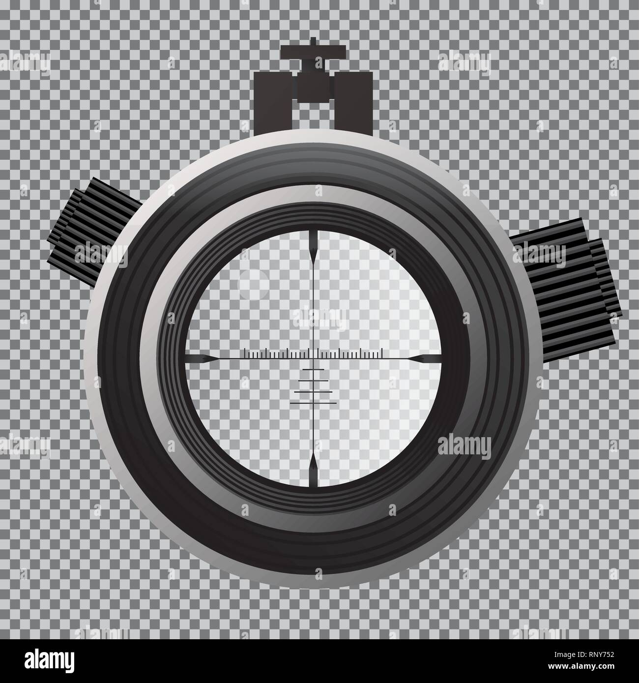 Cecchino militare ambito mirino. Vista ottico sulla griglia trasparente. Illustrazione Vettoriale. Illustrazione Vettoriale