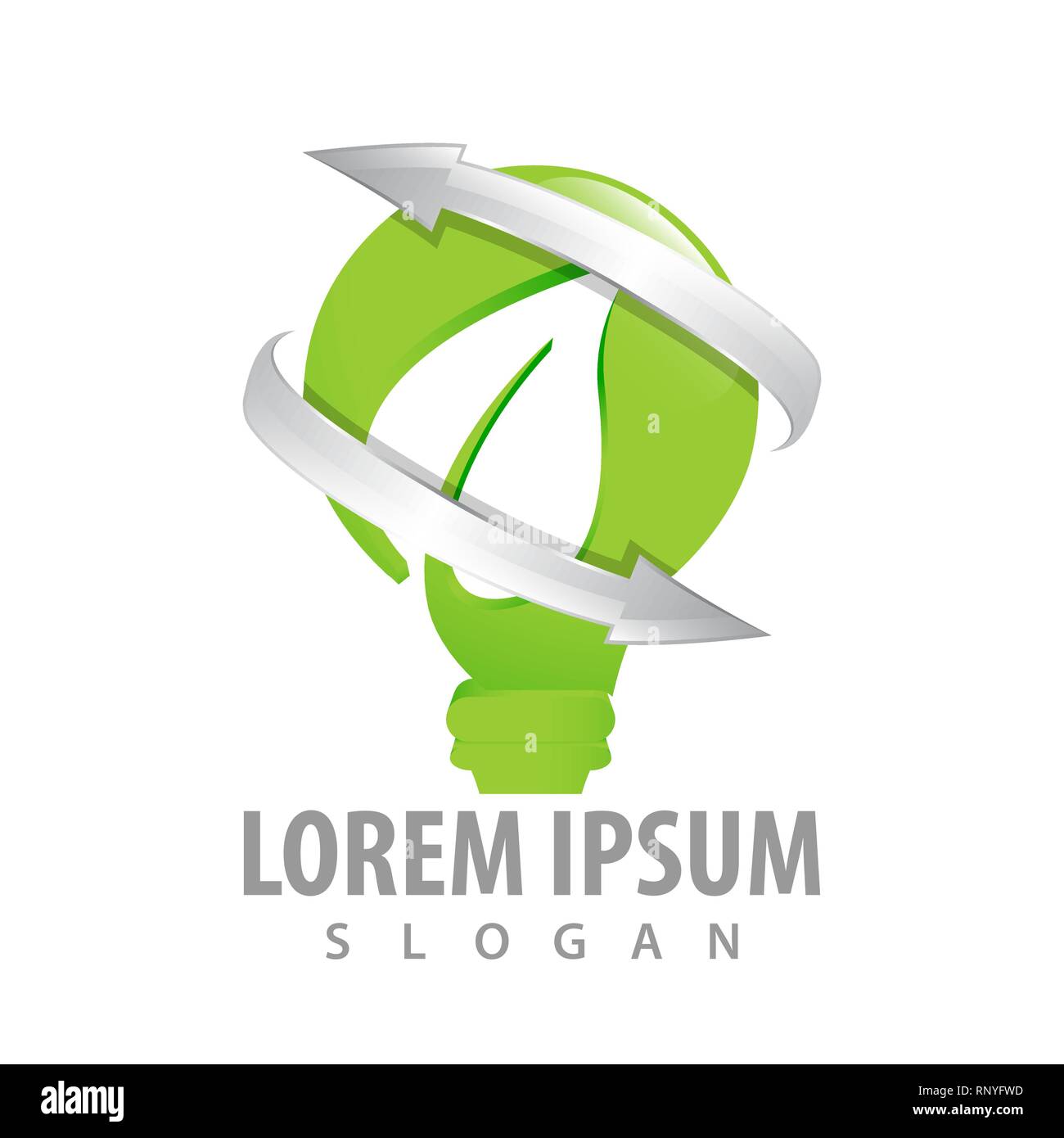 Foglie di lampadina della freccia logo concept design. Simbolo grafico elemento di modello Illustrazione Vettoriale