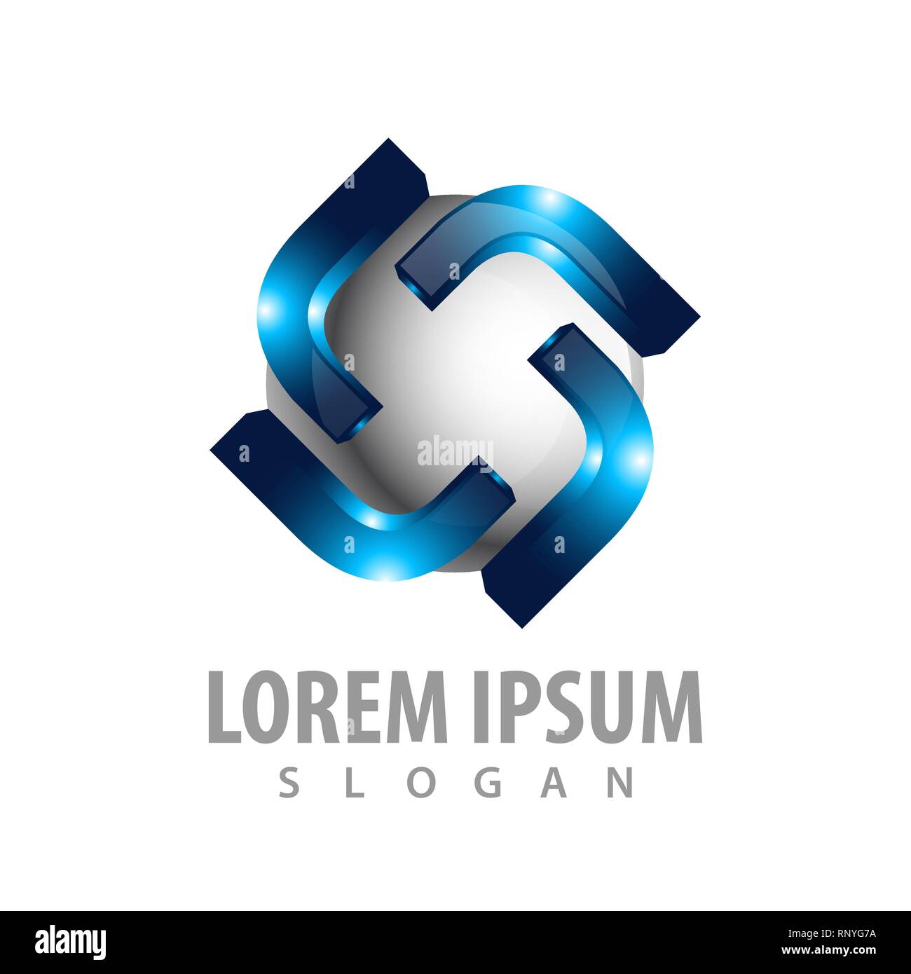 Ruotare la lettera iniziale l concetto di logo design. Simbolo grafico elemento di modello Illustrazione Vettoriale