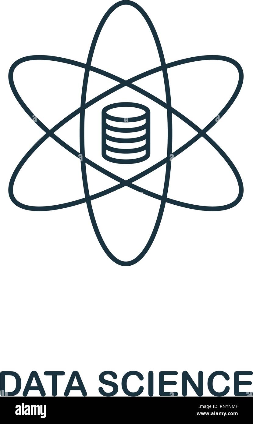 I dati di contorno della scienza e la relativa icona. Linea sottile stile da dati di grande raccolta di icone. Pixel perfetto semplice elemento dati icona della scienza per il web design, applicazioni Illustrazione Vettoriale