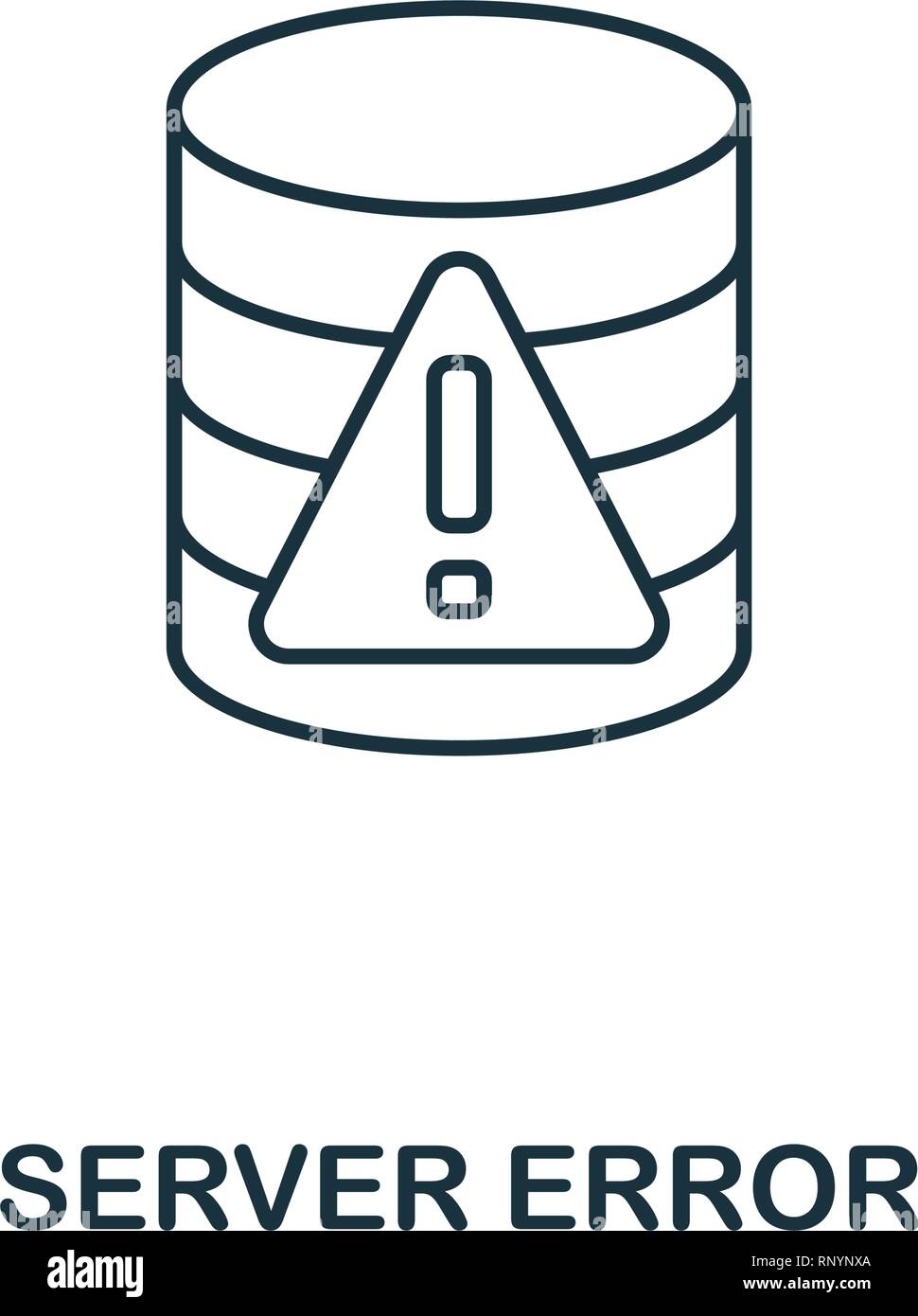 Errore server icona di contorno. Linea sottile stile da dati di grande raccolta di icone. Pixel perfetto semplice elemento server icona di errore per il web design, applicazioni Illustrazione Vettoriale