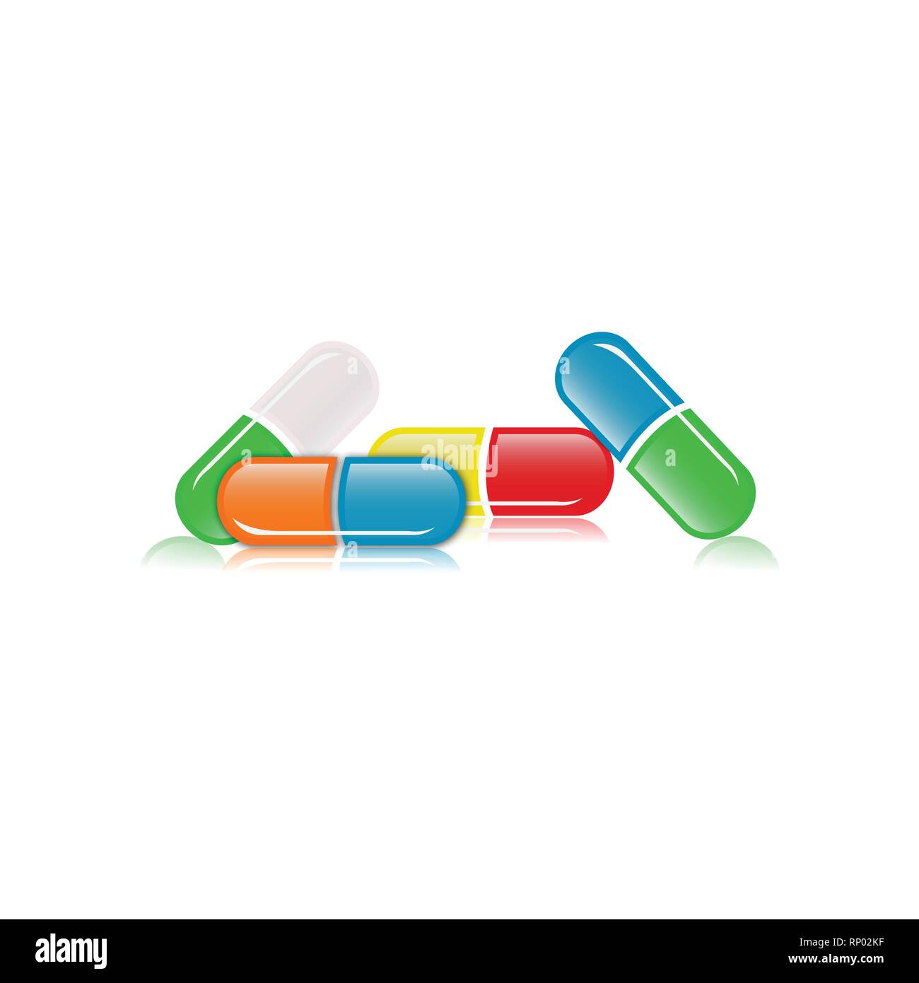 Vettore pillole realistico capsula illustrazioni vettoriali design. sana società farmacia Illustrazione Vettoriale