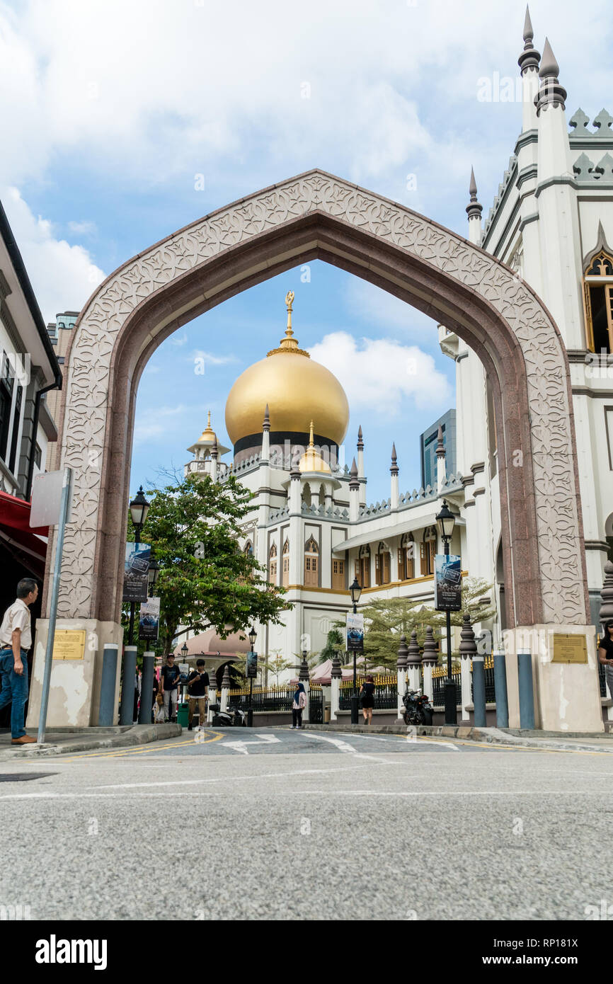 SINGAPORE - 21 Gennaio 2019 : Masjid Sultan mosque sul North Bridge Road in Kampong Glam district, Singapore Foto Stock