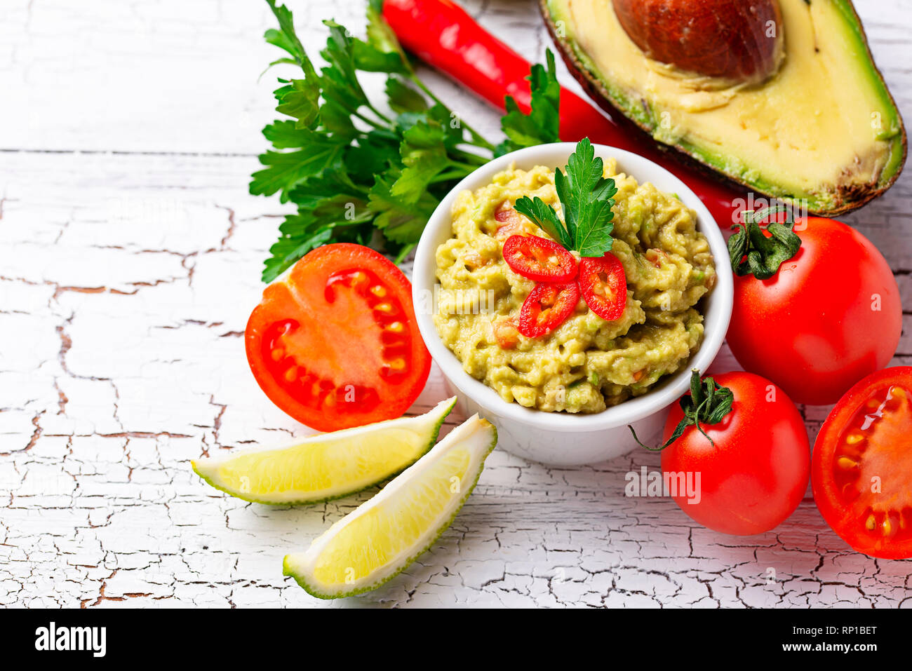 Messicano tradizionale salsa di avocado guacamole Foto Stock