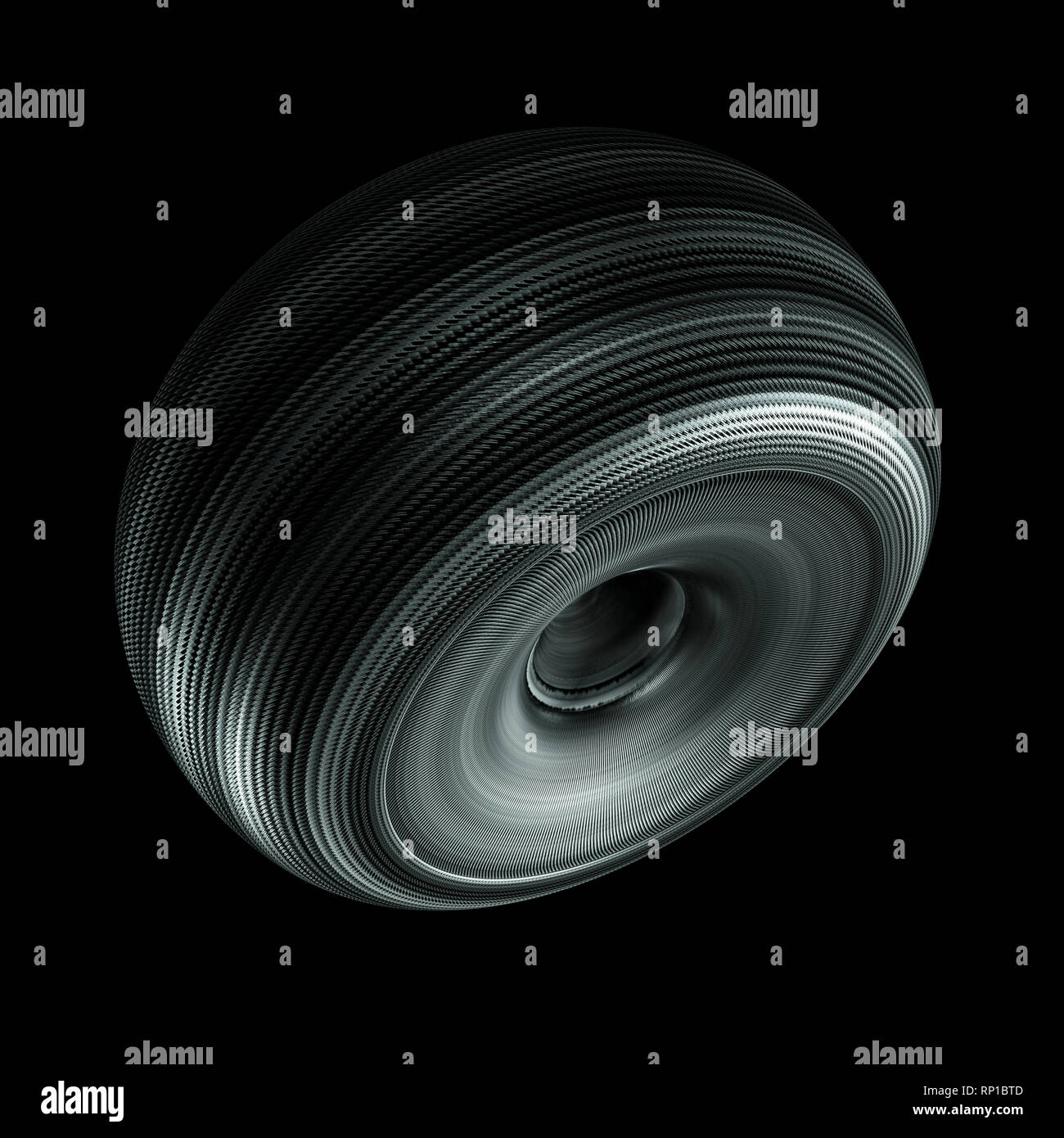 Treccia di acciaio inossidabile rotondo parte industriale isolati su sfondo nero Foto Stock
