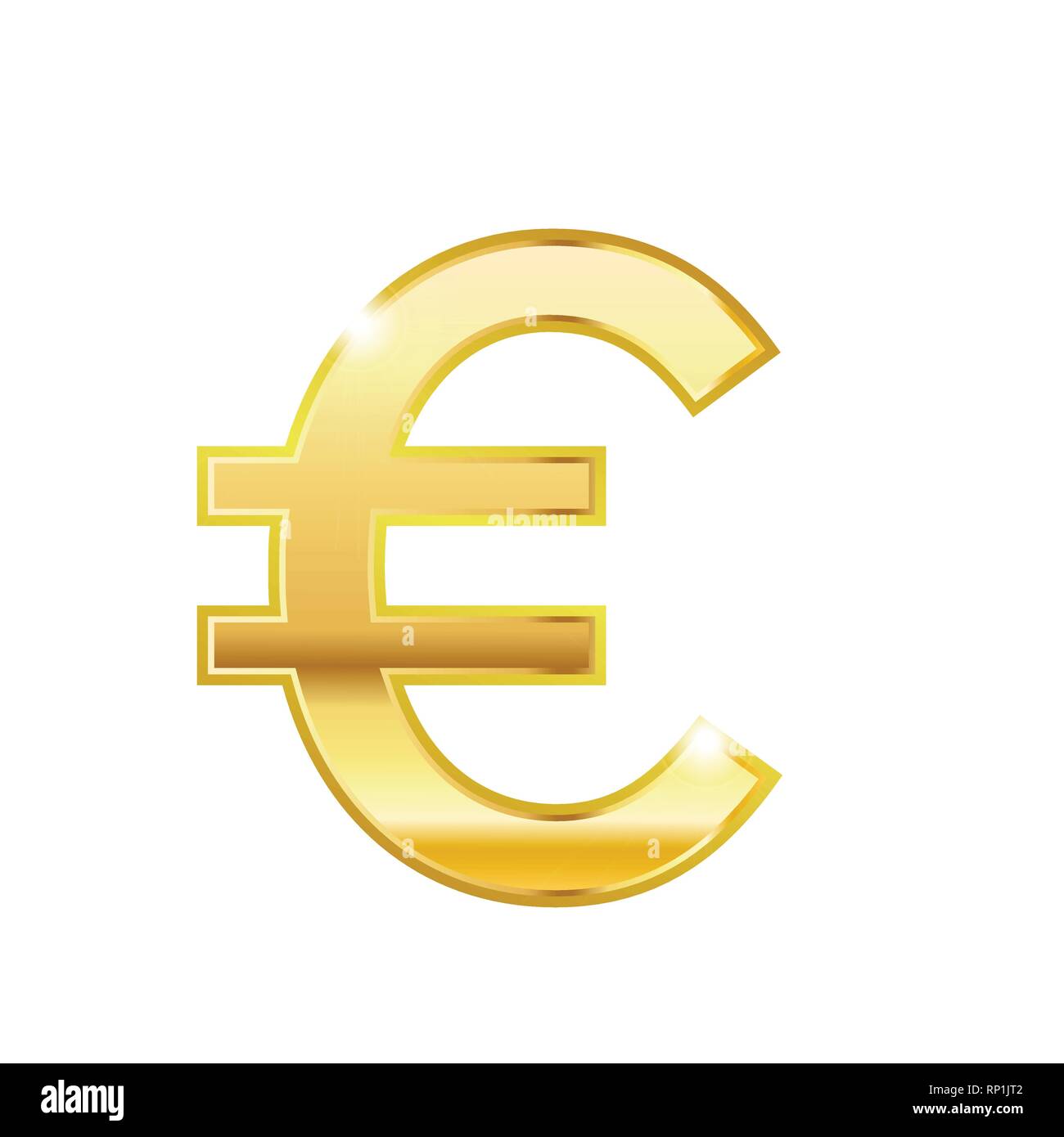 Golden simbolo euro isolato vettore web icona. Euro alla moda di 3d stile icona vettore. Golden valuta euro segno Illustrazione Vettoriale