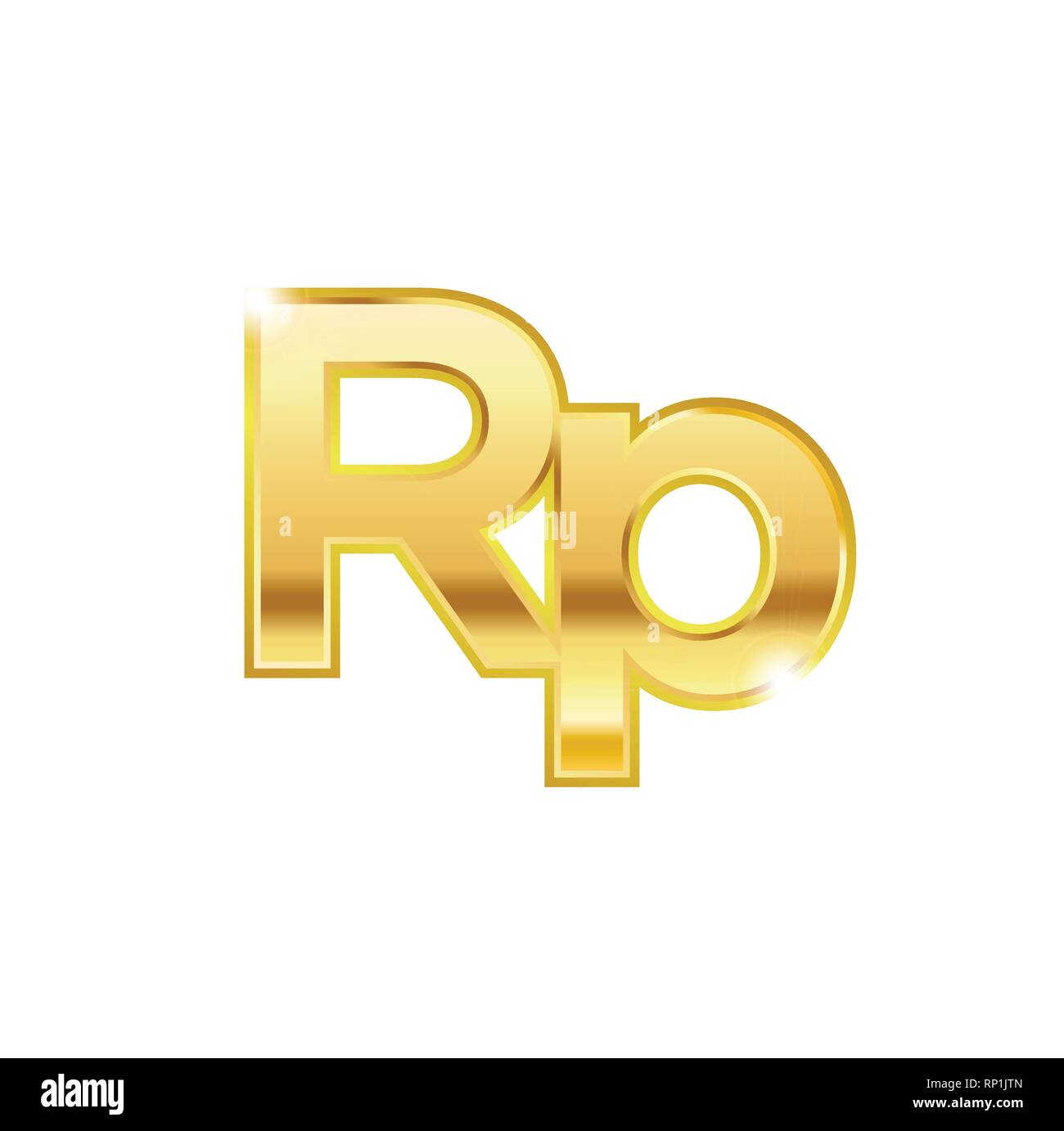 Golden rupiah simbolo isolato vettore web icona. rupiah trendy 3d stile icona vettore. Golden Dollar cambio segno Illustrazione Vettoriale