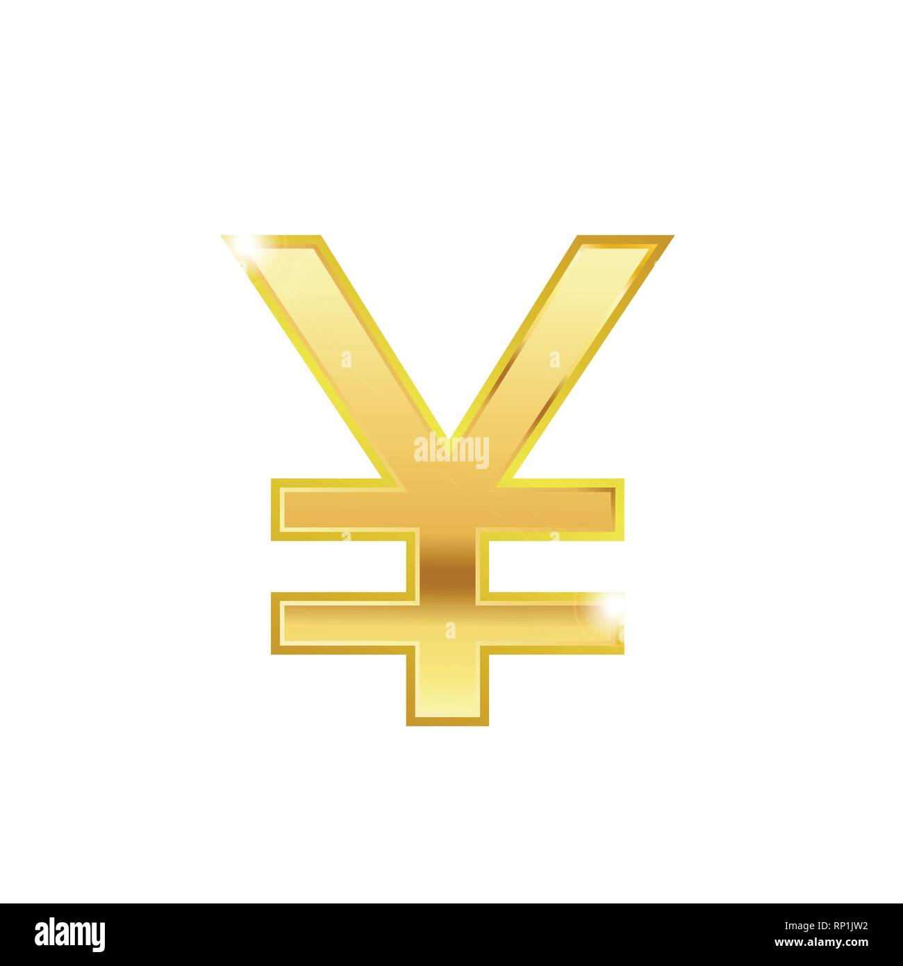 Golden yen simbolo isolato vettore web icona. Yen trendy 3d stile icona vettore.Golden yen simbolo della valuta Illustrazione Vettoriale