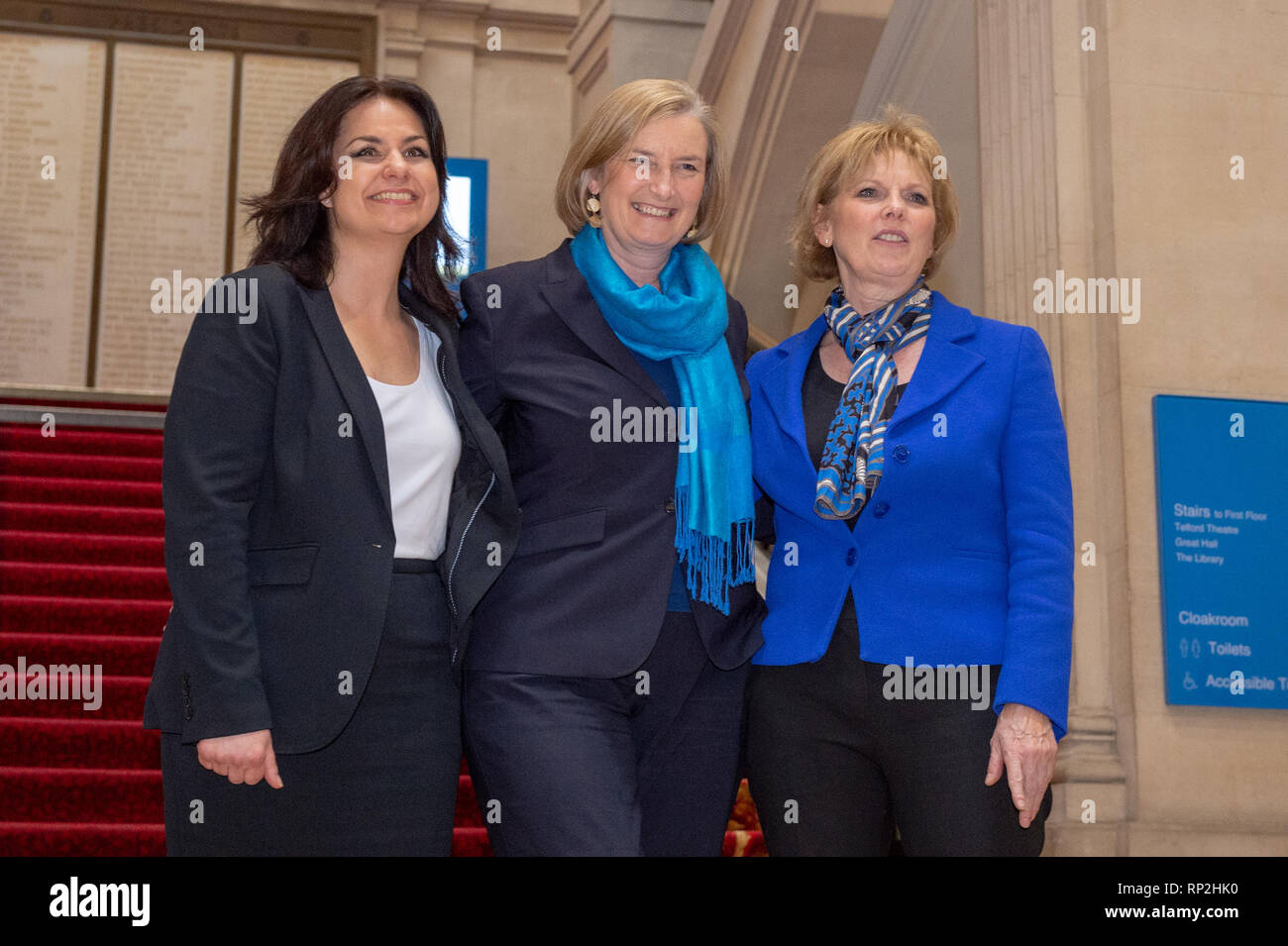 Londra, Regno Unito. Il 20 febbraio 2019. "Il gruppo indipendente di tenere una conferenza stampa con MP di Anna Soubry, Sarah Wollaston e Heidi Allen che hanno rassegnato le dimissioni dal Partito conservatore per unire la breakaway partito politico. Credito: Peter Manning/Alamy Live News Foto Stock