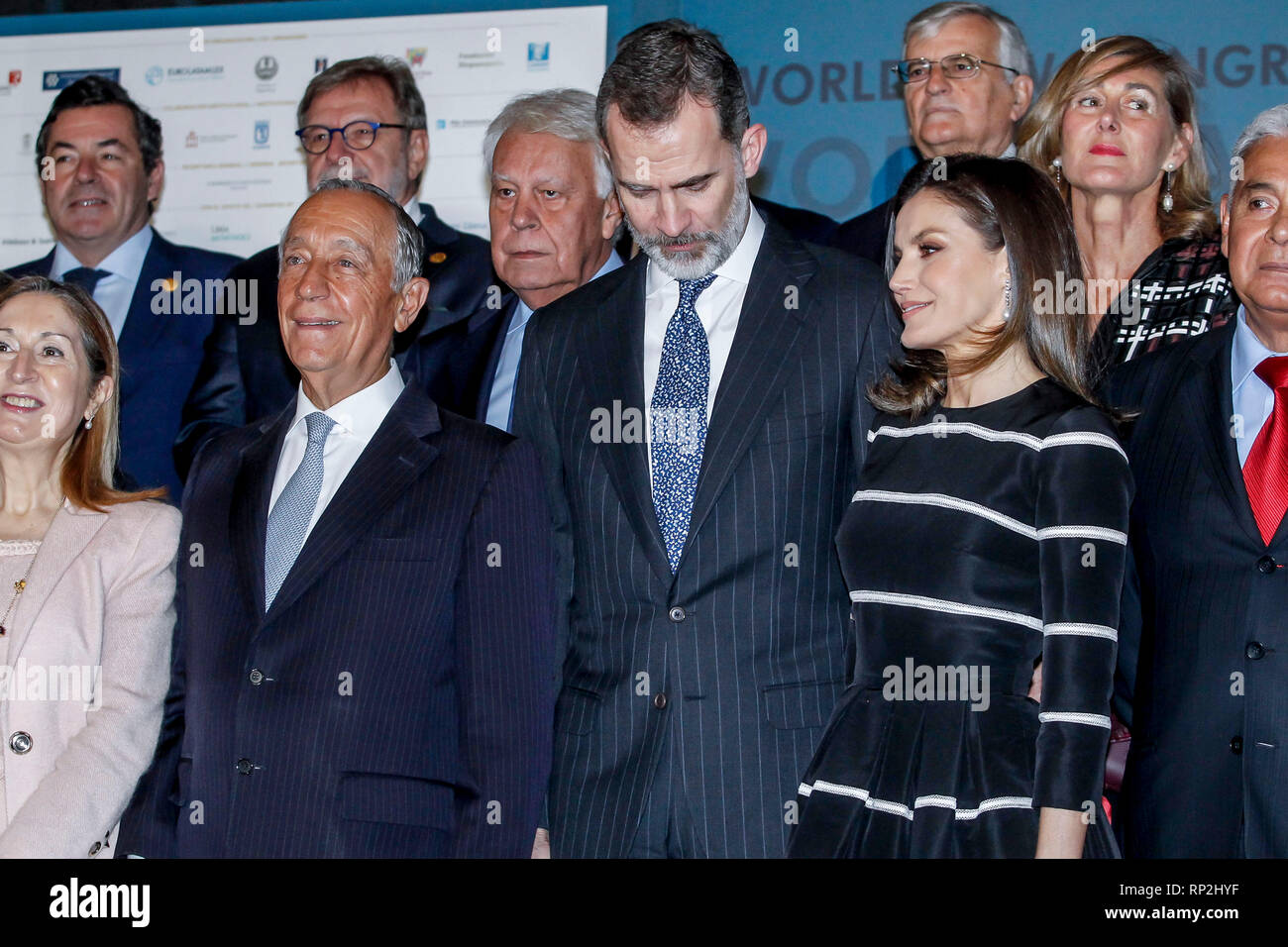 Madrid, Spagna. Xx Febbraio 2019. Il re Filippo VI di Spagna, Regina Letizia di Spagna frequentare la consegna al re Filippo VI di Spagna del 'World Peace & Liberty Award' durante la sessione di chiusura della 'Legge Mondiale Congresso (WLC)" del "World Jurist Association (WJA)" presso il Teatro Reale a febbraio 20, 2019 a Madrid, Spagna. Credito: Jimmy Olsen/Media punzone ***Nessuna Spagna***/Alamy Live News Foto Stock