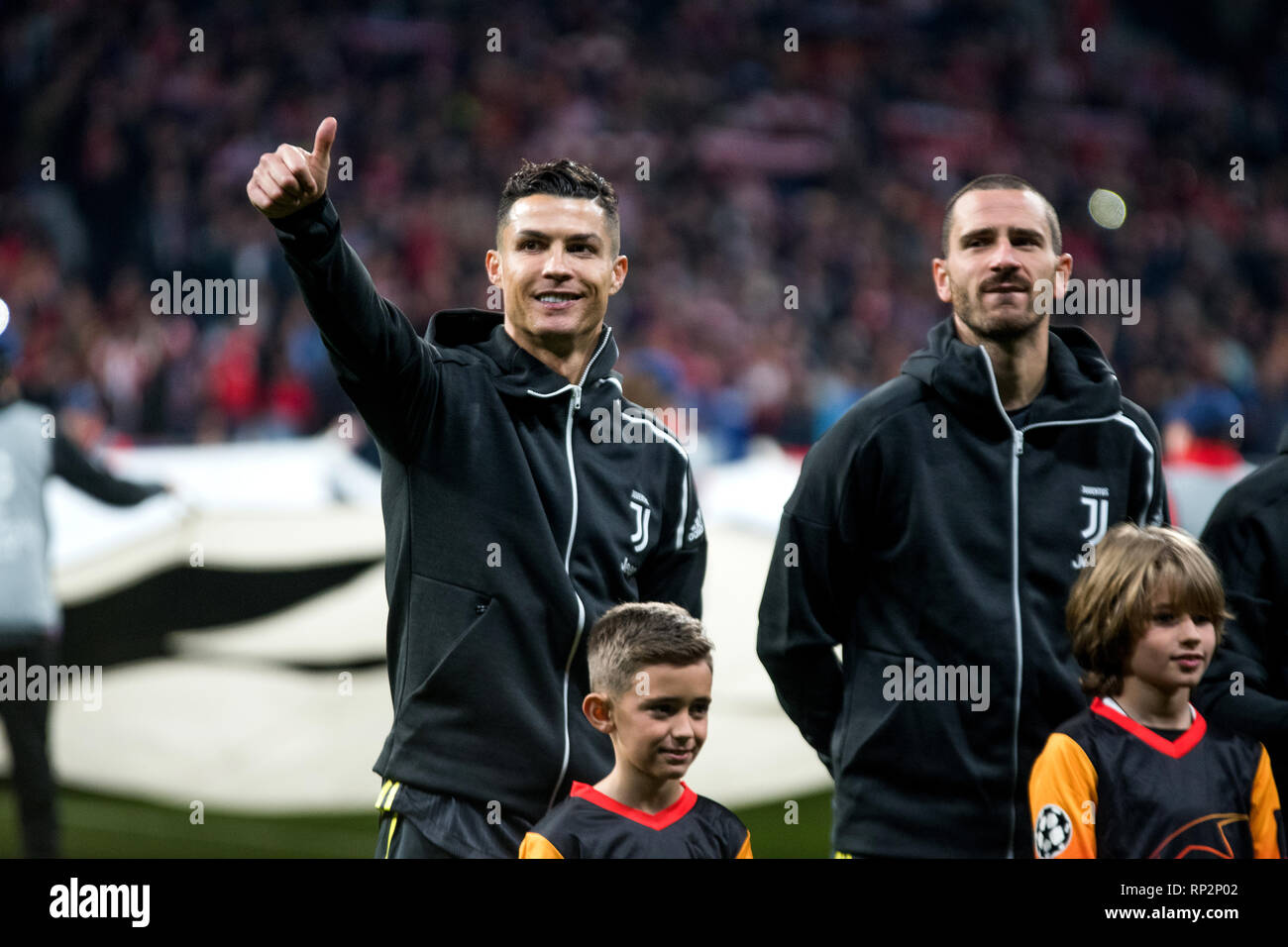 Madrid Spagna. Xx Febbraio 2019. Cristiano Ronaldo avanti Juventus FC durante la partita di calcio di primo gambe del round di 16 della UEFA Champions League tra Atletico de Madrid e la