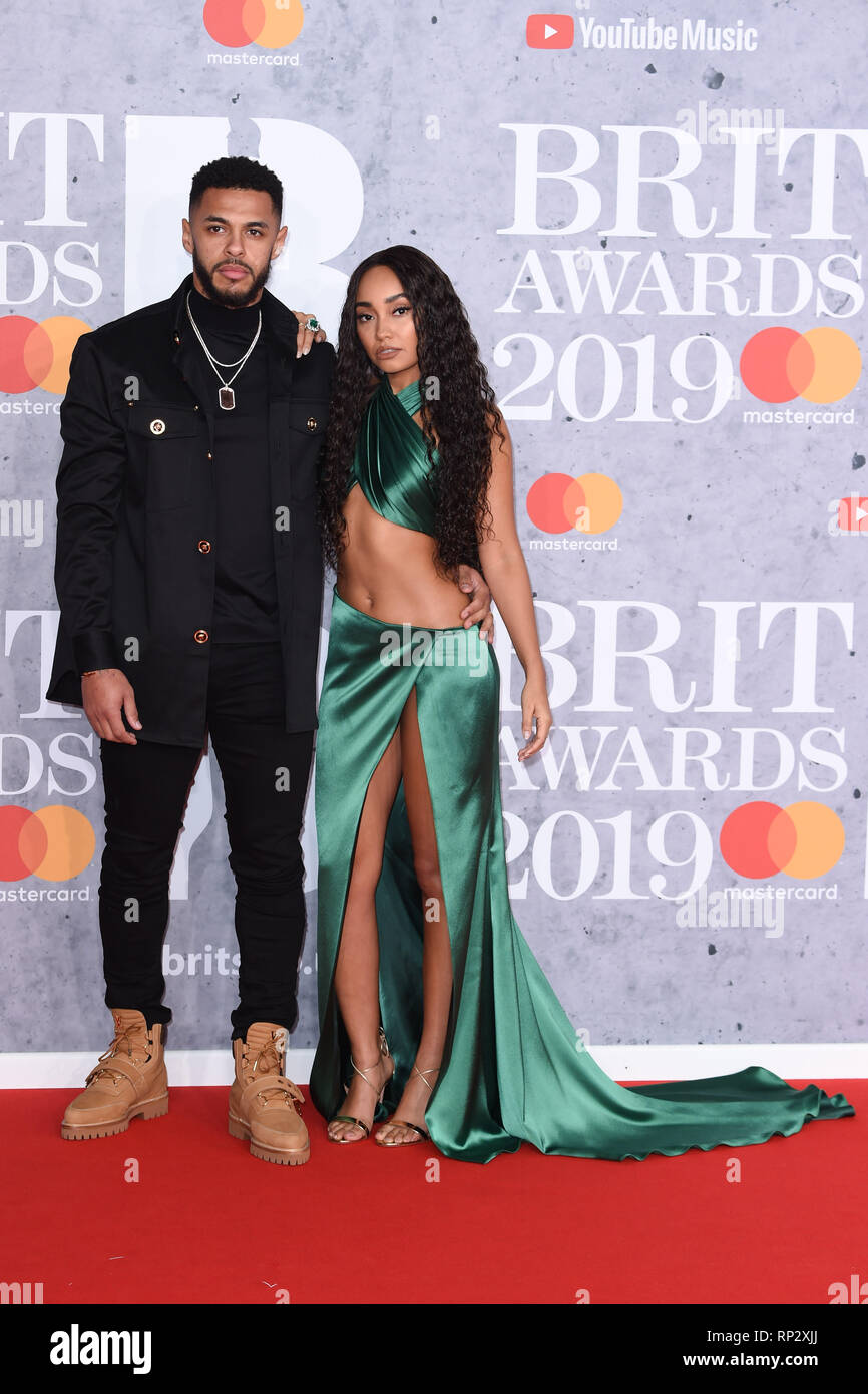 Londra, Regno Unito. Febbraio 20, 2019: Leigh-Ann Pinnock & Andre grigio in arrivo per il Brit Awards 2019 all'O2 Arena, Londra. Immagine: Steve Vas/Featureflash.solo uso editoriale *** Foto Stock