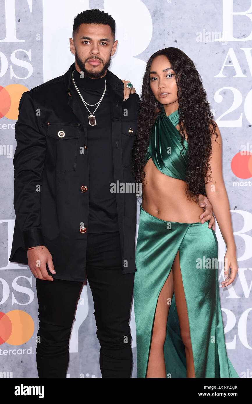 Londra, Regno Unito. Febbraio 20, 2019: Leigh-Ann Pinnock & Andre grigio in arrivo per il Brit Awards 2019 all'O2 Arena, Londra. Immagine: Steve Vas/Featureflash.solo uso editoriale *** Foto Stock