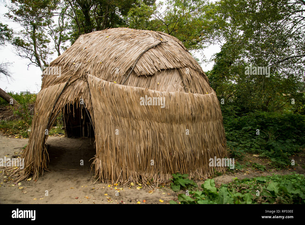 Un indiano capanna a Plimoth Plantation in Plymouth, MA. Foto Stock