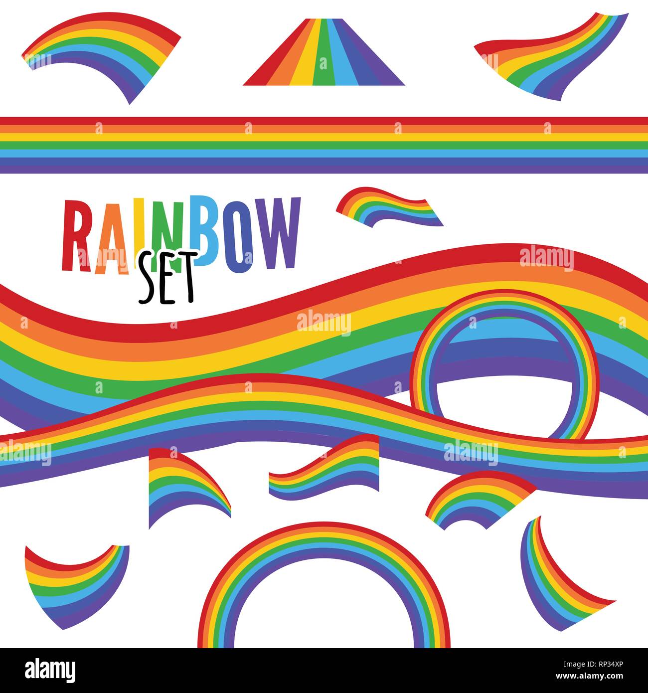 Set di arcobaleni nella diversa forma isolata. Illustrazione Vettoriale Illustrazione Vettoriale