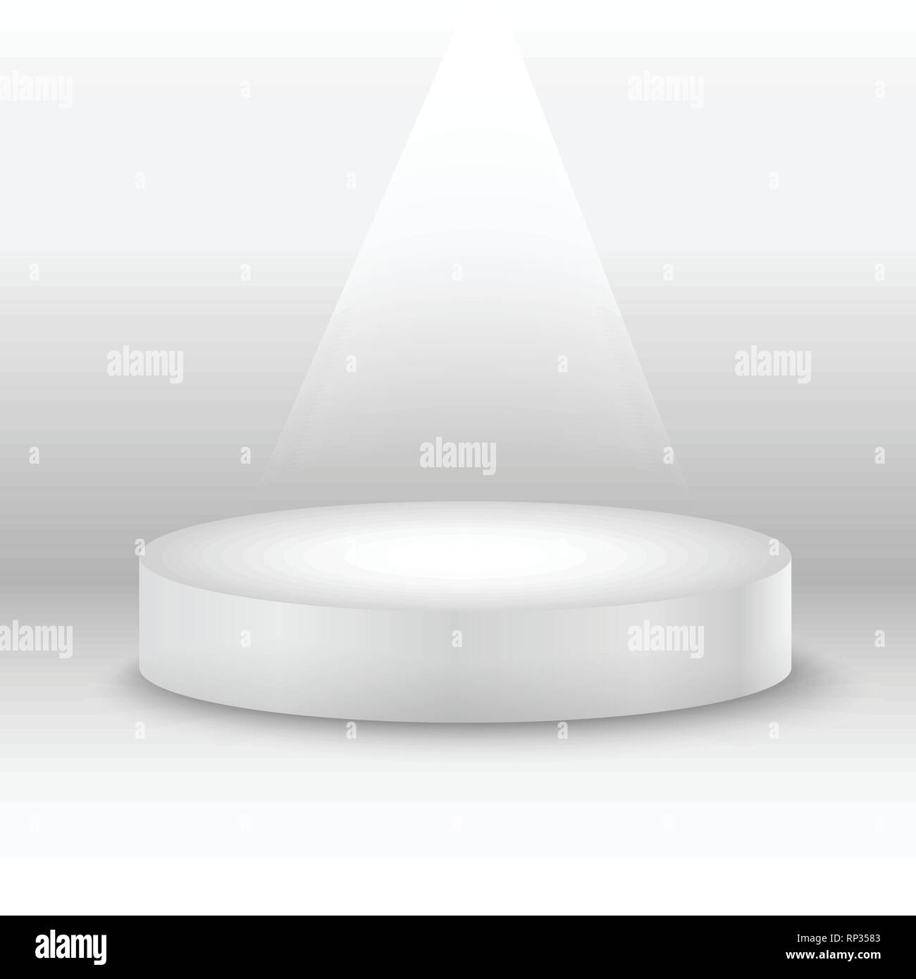 Bianco rotondo stadio podio con il fascio di luce. Illustrazione Vettoriale. Illustrazione Vettoriale