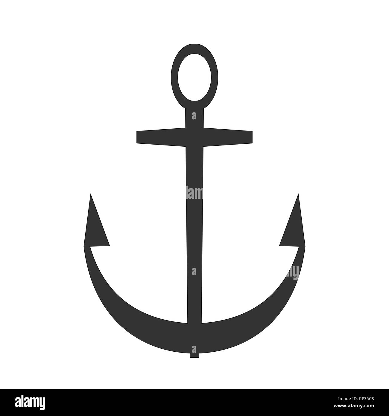 Vettore di nero icona ancora. Mare simbolo di Piana Illustrazione Vettoriale