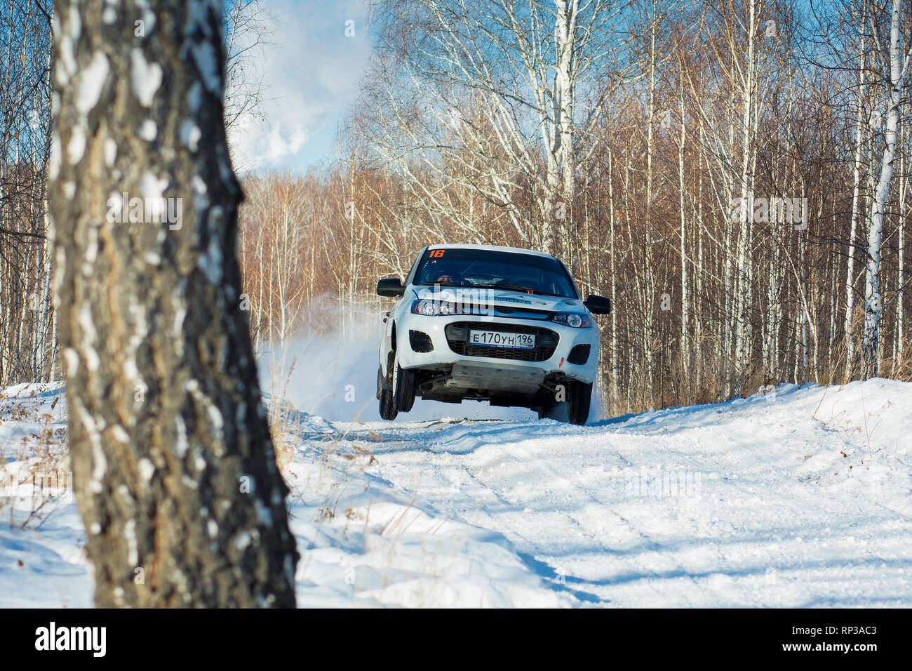 Kyshtym, Russia, 18 Febbraio 2018 - Rally 'Malachite 2018" quarta tappa della Coppa del russo, numero di partenza 18, auto Lada Foto Stock